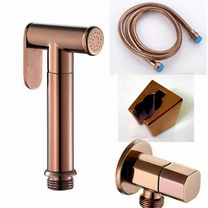 shine polish Rose Gold Hand Held Bidet Sprayer Stainless Steel Douche Kit Toilet Bidet Shattaf Copper Valve Jet Set sprayer head