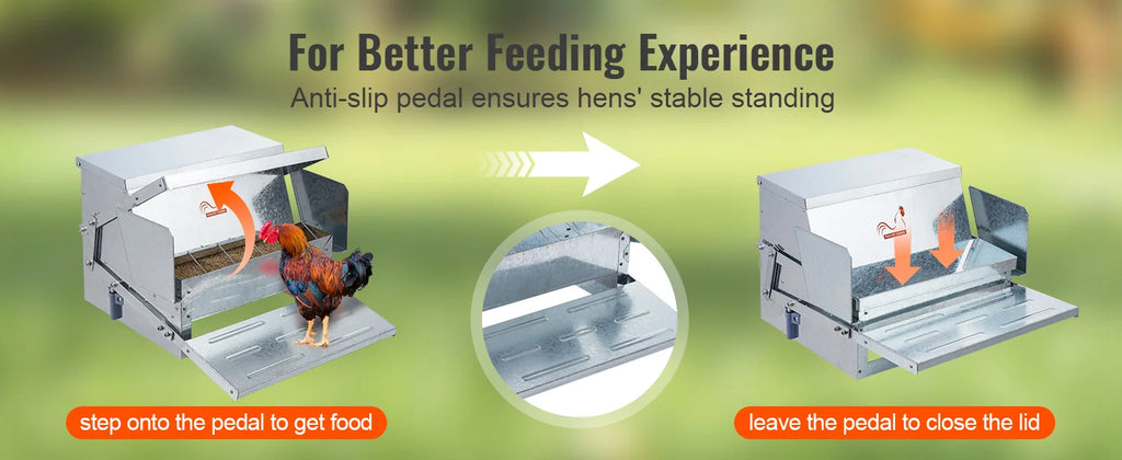 SucceBuy Automatic Chicken Feeder 25 lbs Capacity Feeds 10 Chickens up to 11 Days Galvanized Steel Poultry Feeder