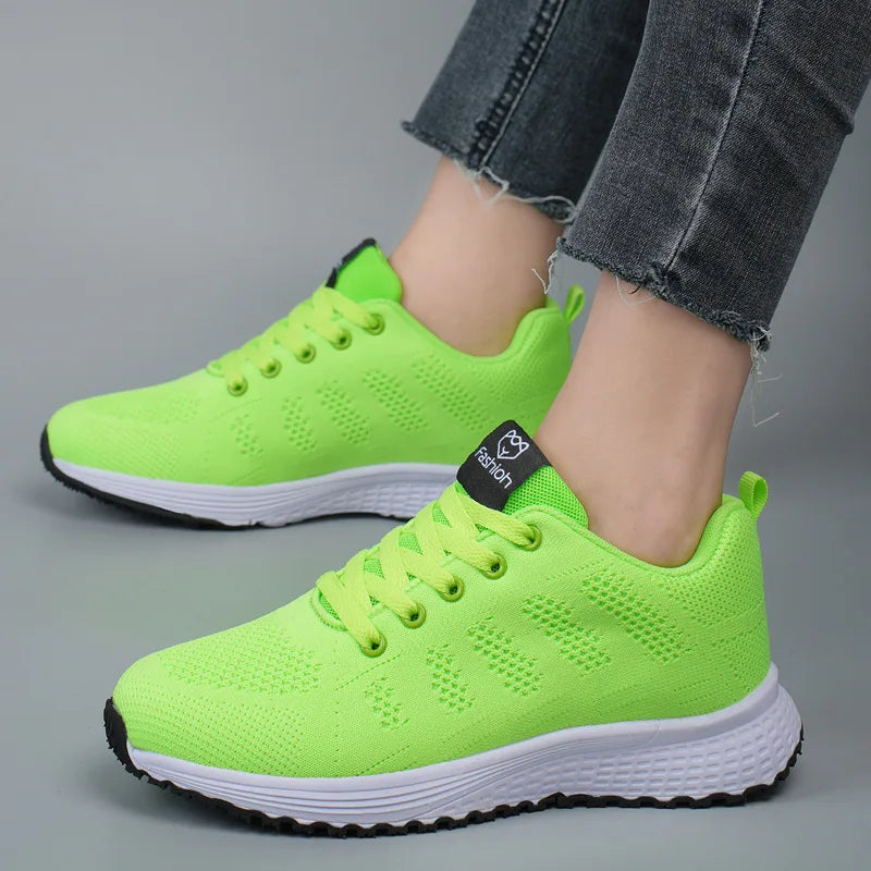 White Mesh Shoes Woman Summer Breathable Flat Sneakers Sports Tennis Shoes for Women Casual  Lightweight Running Shoes Ladies