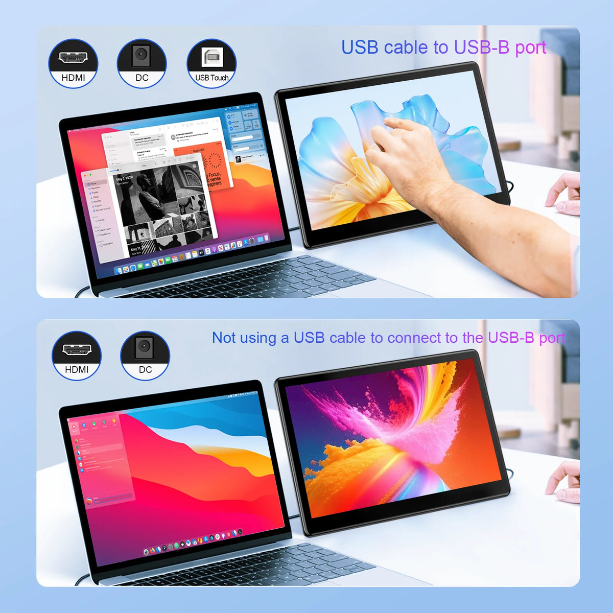 15.6 Inch Touch Monitor Display 1080P FHD 1920X1080 Suitable for Second Monitor Display Supports VGA DVI  USB  HDMI Video Input