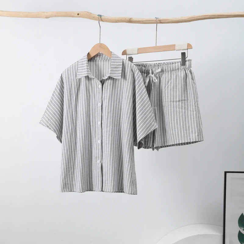 Casual Drawstring Shirt Pants Set Women Lapel Button Short Sleeve Pocket Loose Top Wide Leg Pants 2025 Chic Summer Women's Suit
