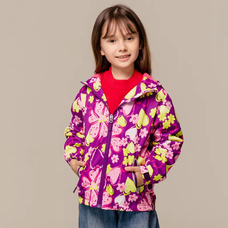 Dubbped New Fashion Spring  Autumn Jackets Rian Girls Coat Waterproof Windproof Windbreaker  Hooded Kids Clothes 3-12Y