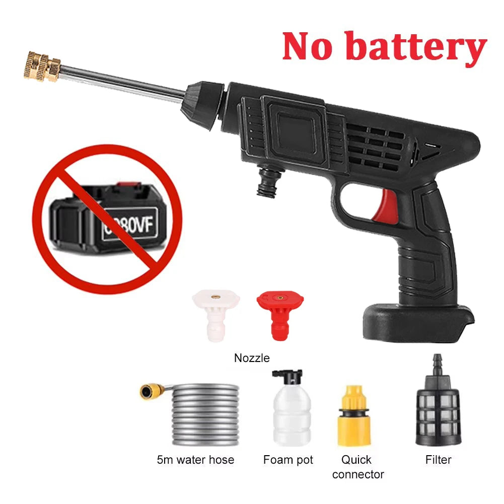 60BAR Cordless High Pressure Car Washer Spray Water Gun Wireless High Pressure Car Wash Water Gun Washer Self Priming Sustain