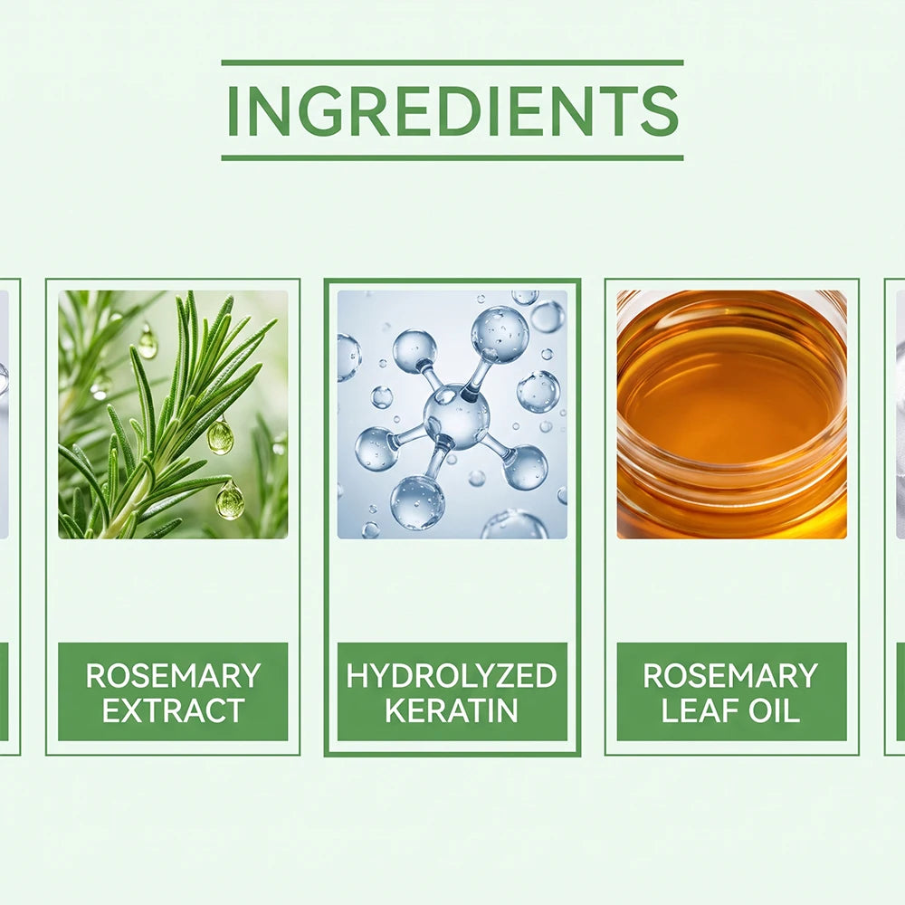 3pcs Rosemary Hair Care Set Shampoo Conditioner Oil Nourishing Smoothing Hydrating Silky Shine Daily Use