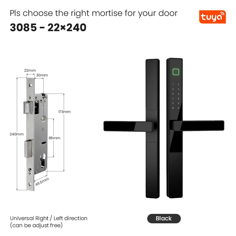 Smart Fingerprint Door Lock 34mm Ultra Narrow No Drilling Replacement TTLock App Anti Peep Password IC Key For Sliding Doors