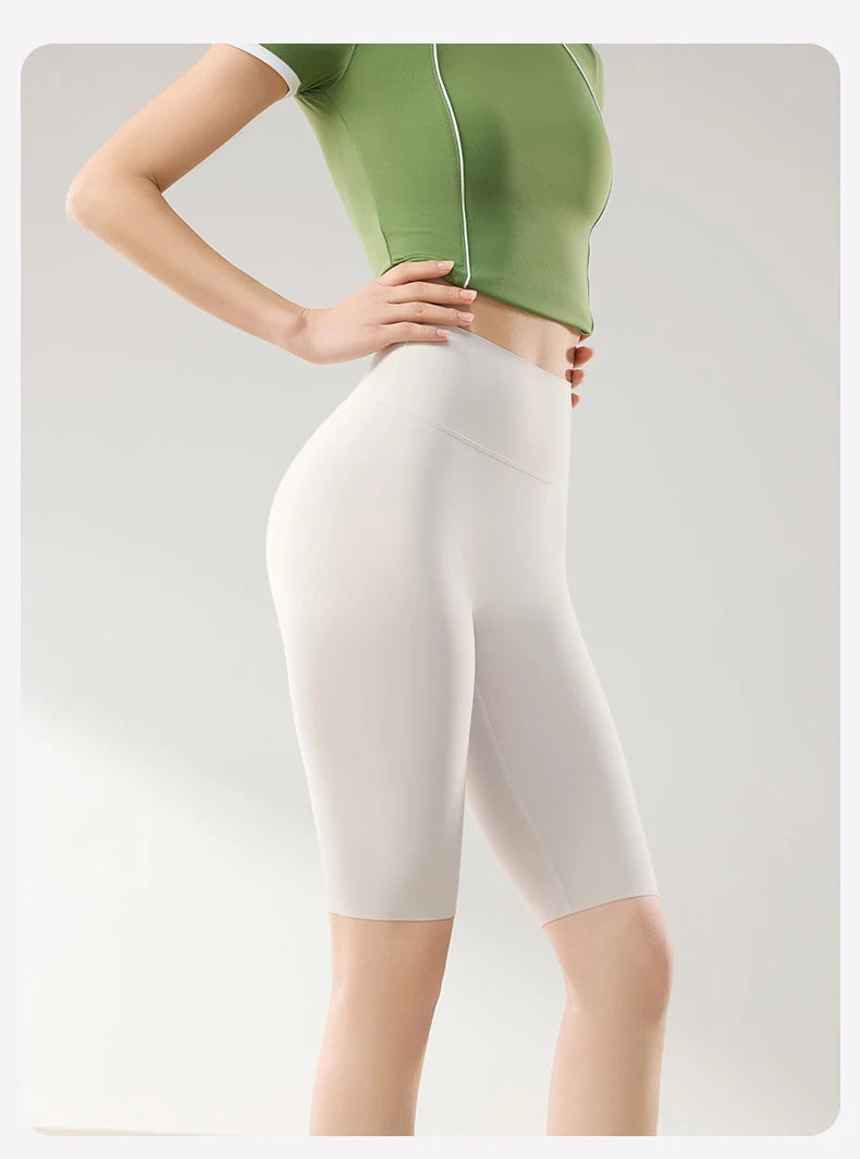 BIVIGAOS Summer Thin Sunscreen Sharkskin Cycling Shorts Women Multi Color Stretch Tight Slim Fitness Bicycle Knee Length Shorts