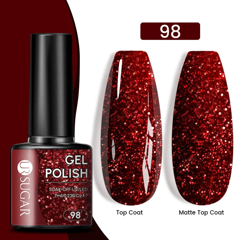 UR SUGAR 7ML Valentine’s Day Gel Nail Polish 107 Colors Classic Black Red Glitter Semi Permanent Autumn Soak Off UV Gel Varnish