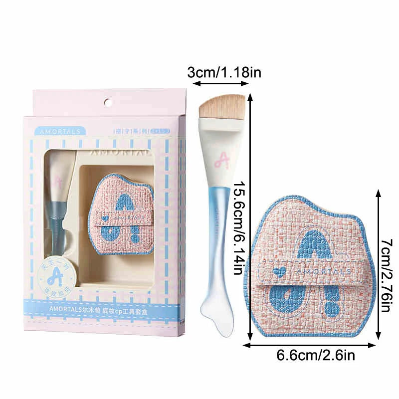1/2 pcs Makeup Ultra-Thin Brush Set Foundation Brush With Traceless Sponge Powder Soft Puff Angled Head Makeup Brush Beauty Tool