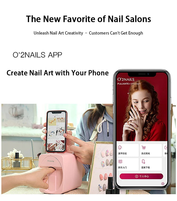 Nail Art Printer Portable 3D Nail Painting Machine, Massive Design, Mobile App Control DIY Nail Printer, Suitable for Family SA