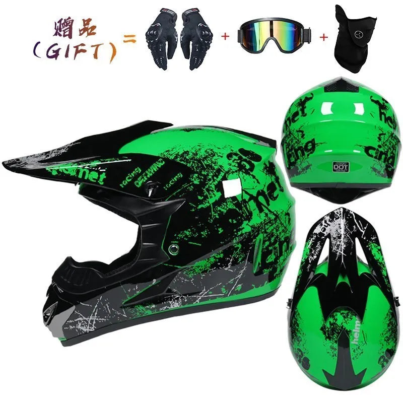 Off-road Motorcycle Helmet, Adult Motocross ATV Downhill MTB DH Helmet with Visor, DOT Approved Capacetes for Riding