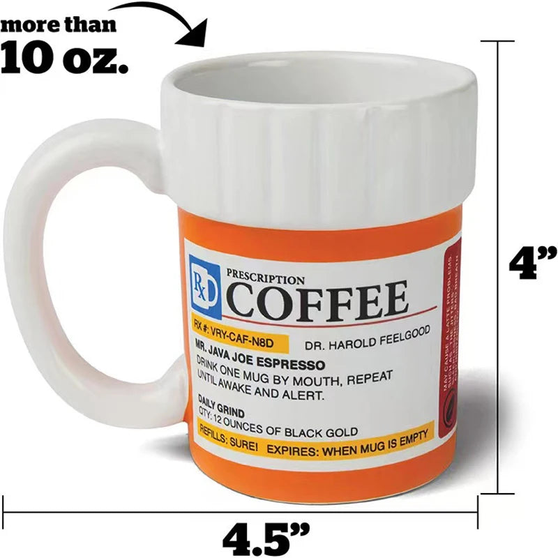 Creative Ceramic Coffee cup Medicine Bottle Mug Breakfast Milk Pot Office Tea Set espresso cups  Gift for Friends Families