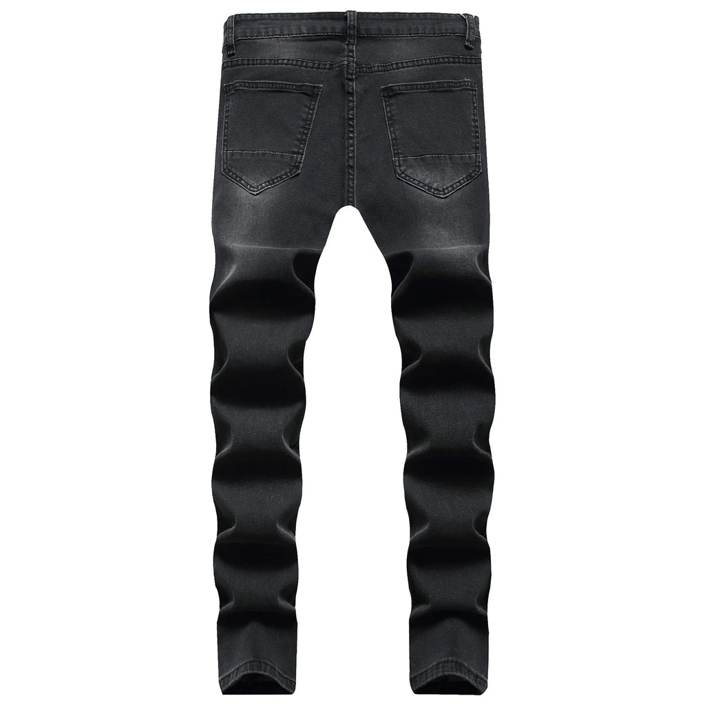 2026 Spring Summer New Men Denim Pants Casual Slim Fit Skinny Ripped Versatile Fashion Long Jeans Men