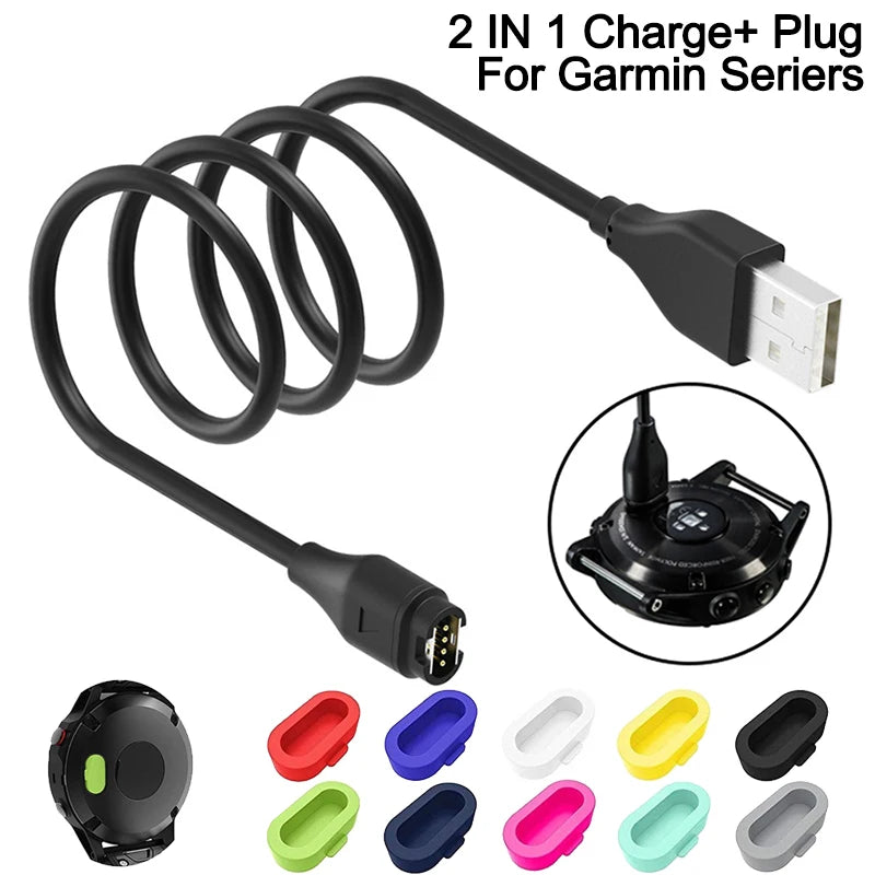 USB Charging Cable For Garmin Watch Fenix 7 7S 7X 6 6S 6X 5 5S 5X Vivoactive 3 4 Venu 2 2S 3 Forerunner 945 With Dustproof Plug