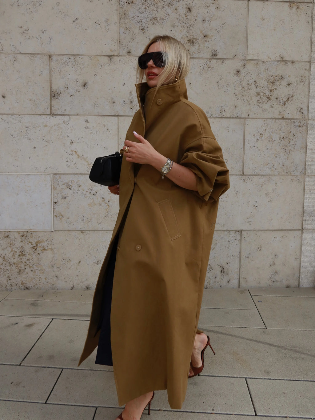 Casual Solid Long Trench Coat Women Stand Collar Long Sleeve Single Breasted Lace Up Jacket 2026 Autumn Lady Commute Outwear