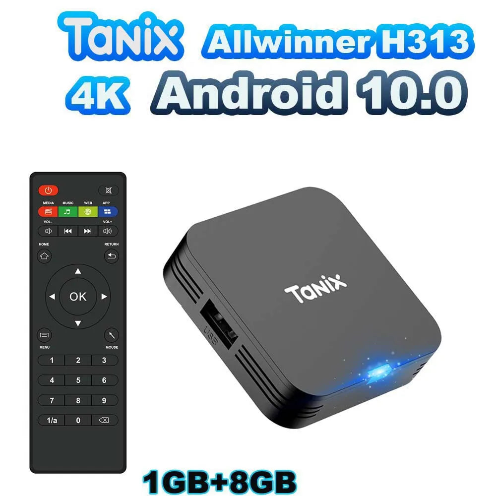 4PCS 2PCS 1PC TANIX TX1 Allwinner H313 Android 10.0 Quad Core 4K Video Mini Media Player 2.4G Wifi Smart TV Box