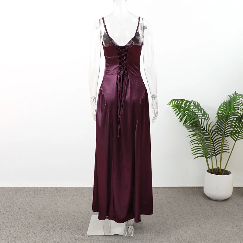 Solid Satin Cowl Neck Women's Dress Elegant Sleeveless Ruched Waist Fishtail Bodycon Lady Vestido 2026 Summer Party Dresses