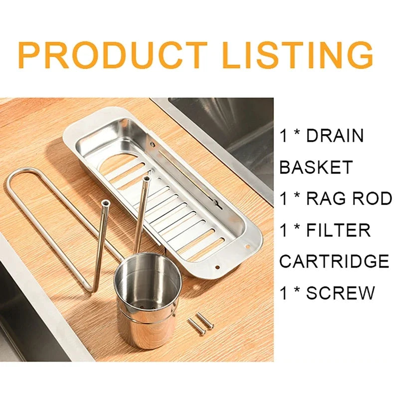 Kitchen Telescopic Storage Rack Sink Organizer Rack Telescopic Faucet Organizer Towel Sponge Storage Adjustable Storage Rack