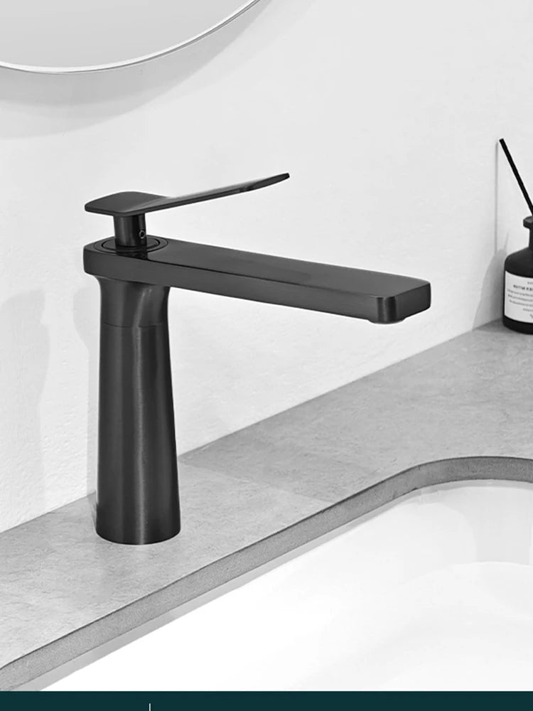 BAKALA Luxury Black Gray Wash Basin Taps Modern White Faucet Bathroom Luxury Basin Faucets Antique Hot Cold Water Sink Tap Mixer