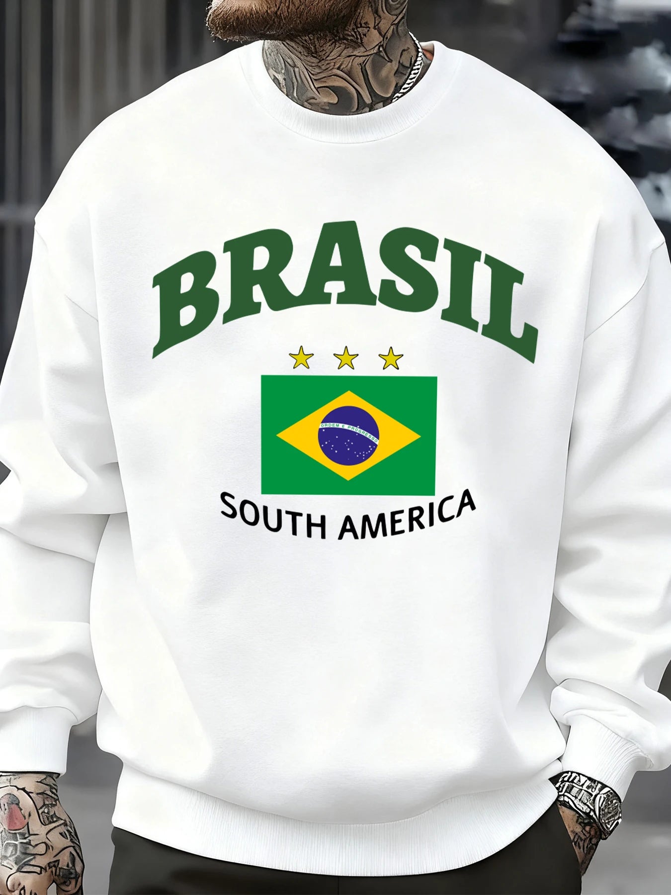 Brasil South America Prints Man Pullover Trendy Fleece Sweatshirt Autumn O-Neck Clothes Warm Milticolor Top Fashion Streetwear