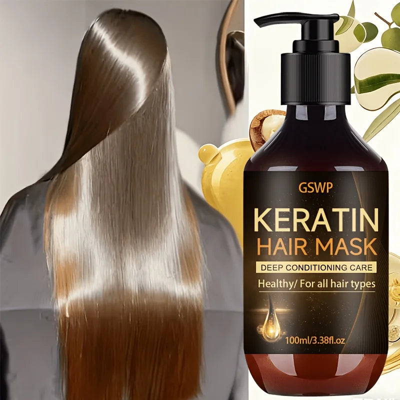 GSWP Keratin Hair Mask: Deeply Hydrates and Moisturises, Reduces Frizz and Split Ends, Leaving Hair Soft and Shiny.100/200ml