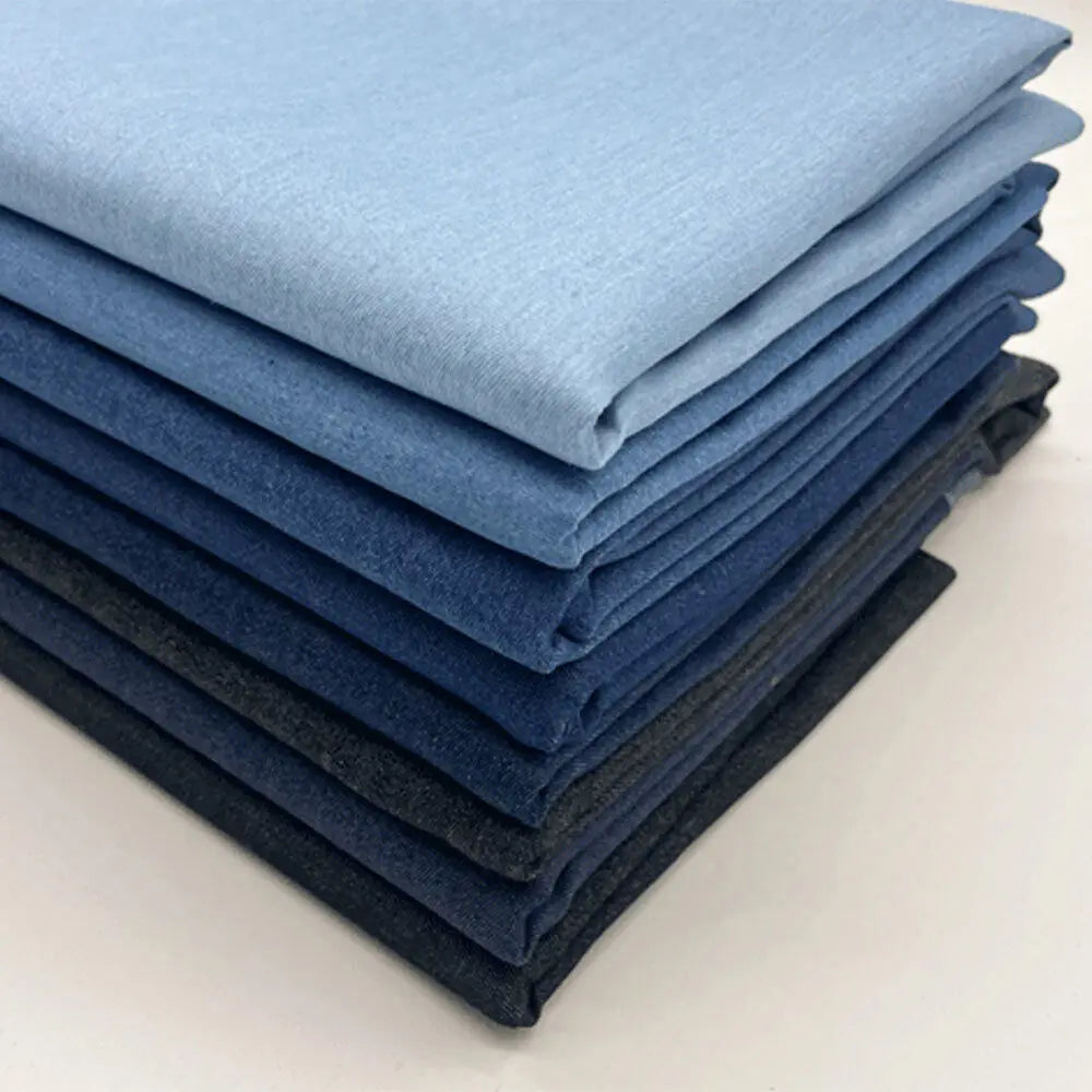 Vintage Cotton Blue Denim Fabric Light Thin Soft Cloth for DIY Dolls Clothing Jeans Dress Bag Cap Apron Crafts Manual Material