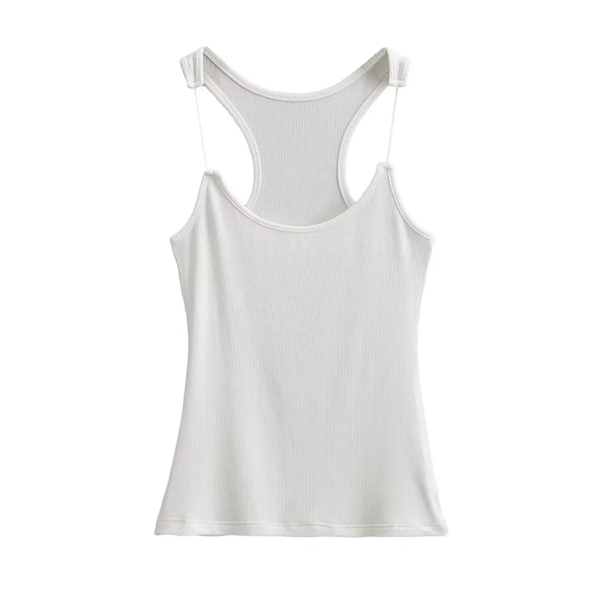 Women Ribbed Invisible Strap Tank Top Camis Tee