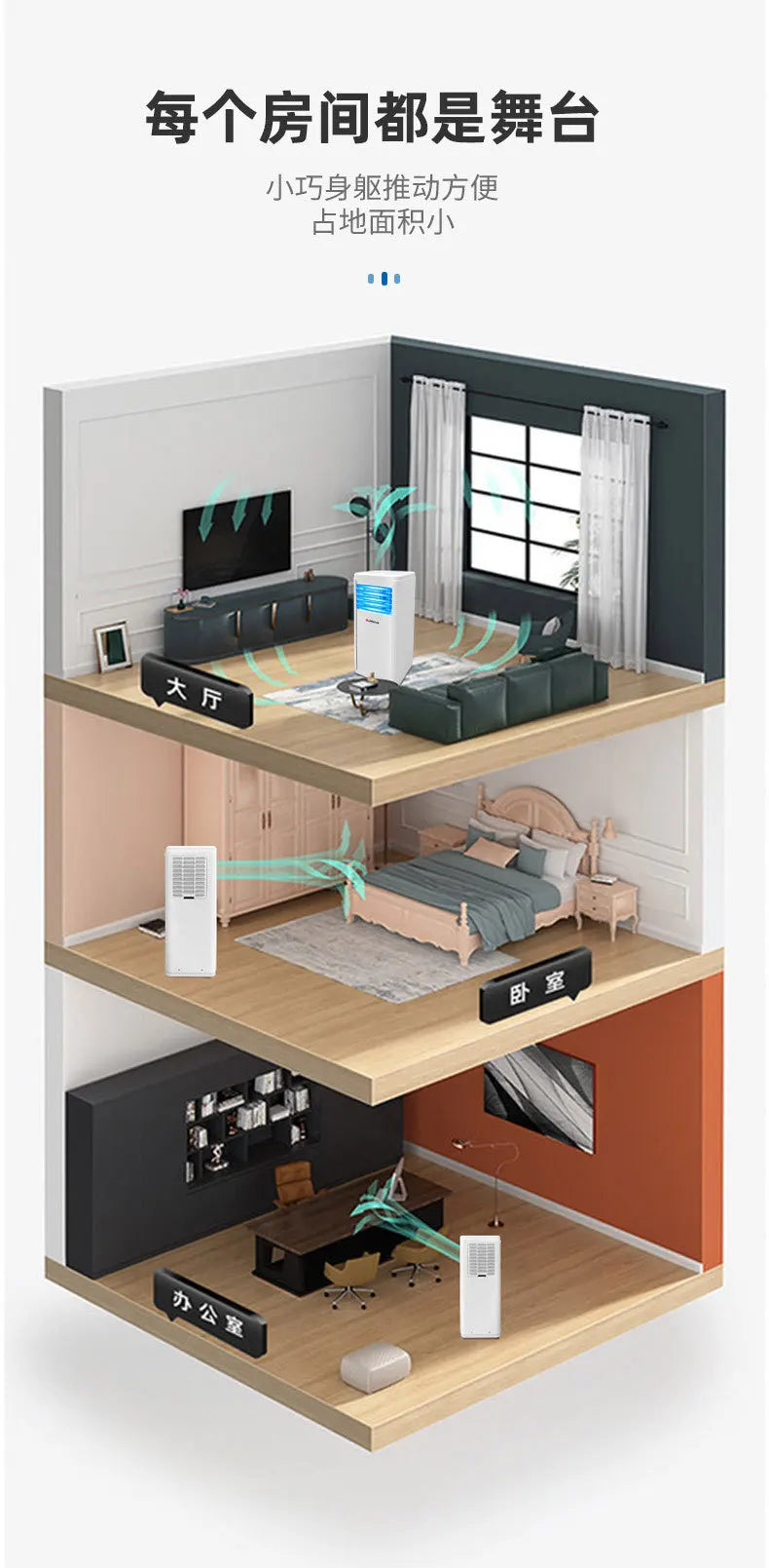 mobile air conditioner integrated machine, small air conditioner for cold use, no external machine, small 2P two horses