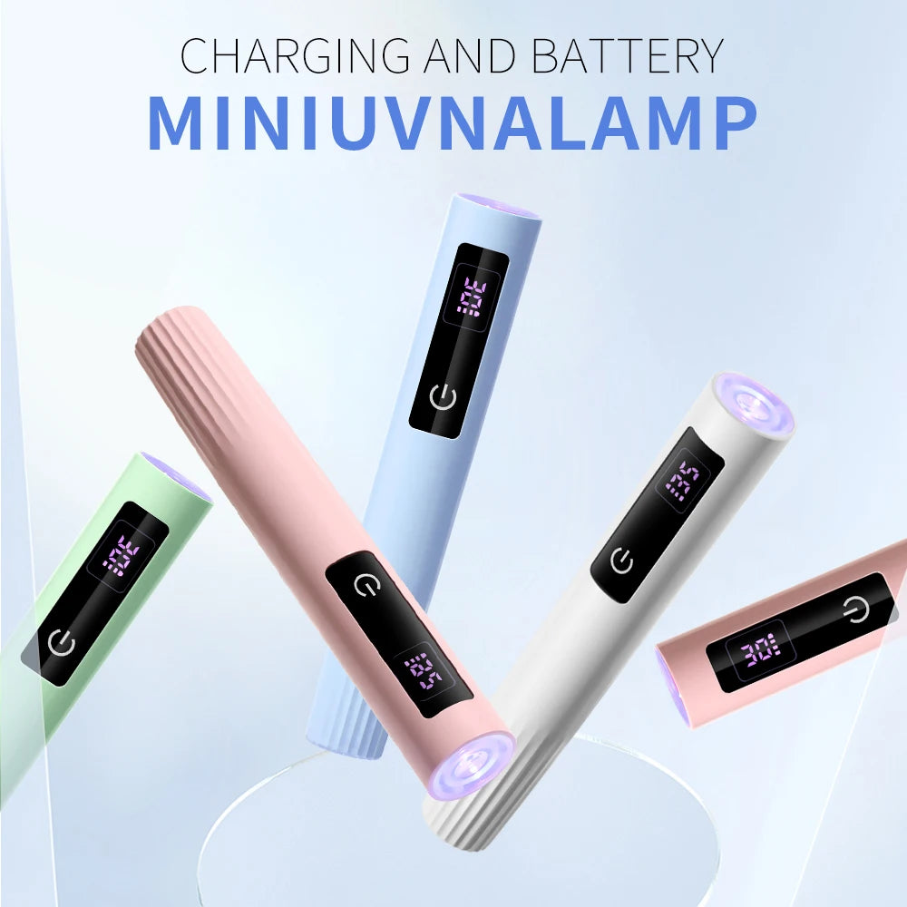 Mini UV Light Cure Nails Lamp with Stand Handheld UV Light with Display for Gel Nail Rechargeable USB Nail Dryer for Fast Curing