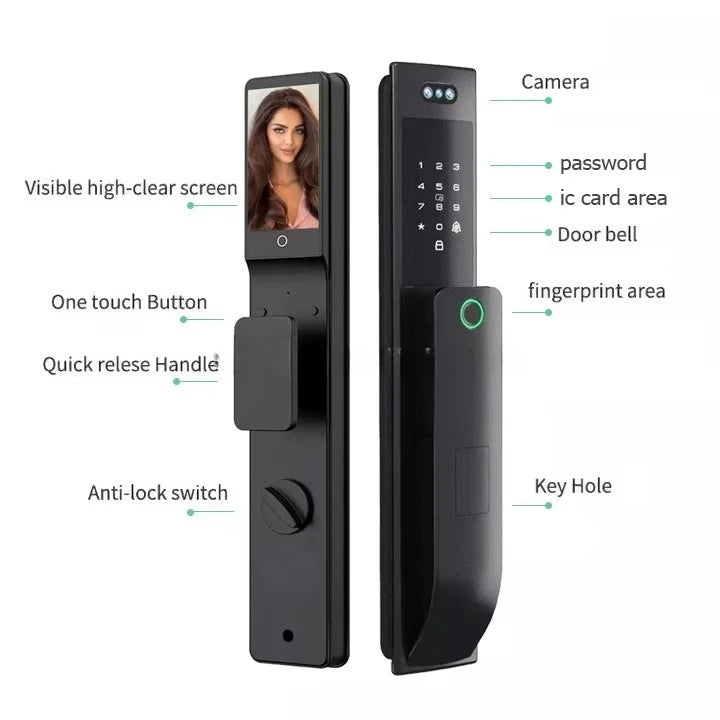 Israel lock Tuya wireless waterproof smart appearance facial recognition digital lock 6085 wooden door biometric fingerprint