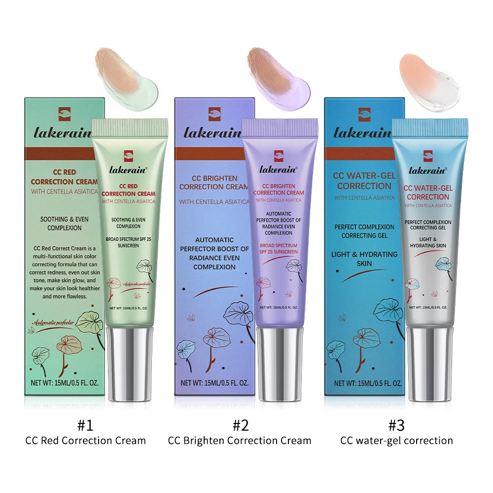 3Pcs /Set CC Cream Centella Korean Makeup Foundation Foundation Cream for Face Base Makeup Color Changing Liquid Foundation