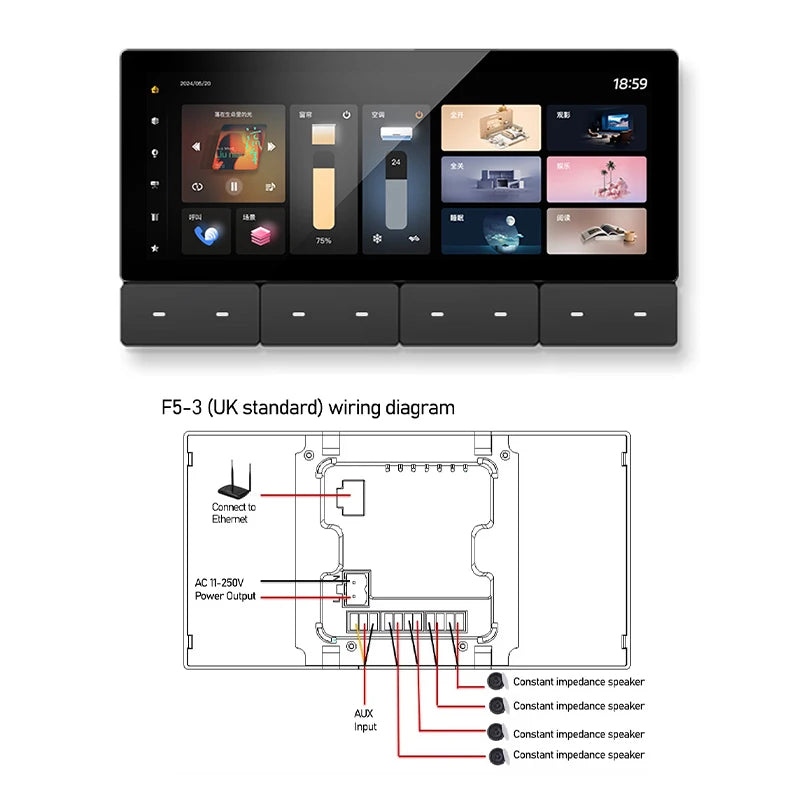 Smart Audio System WIFI Tuya Home Control Panel Built in ZIGBEE gateway IR Bluetooth wall Amplifier Ceiling Speaker Music Player
