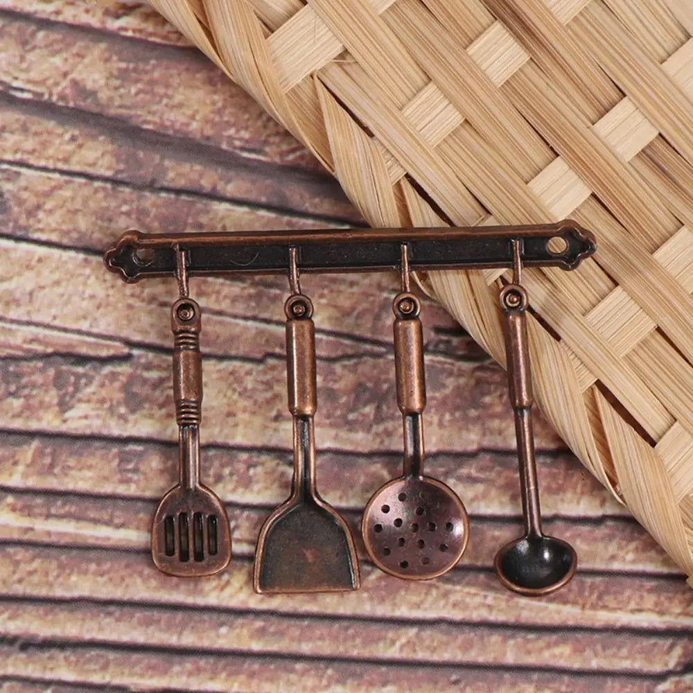 Kettle 1:12 Mini Kitchen Utensils Sets Cookware 1:12 Scale Kitchen Set Mini Alloy Mini Kitchen Cooking Kit House Props