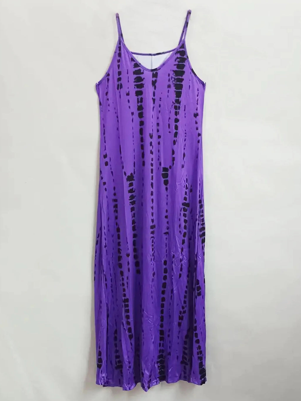 Women's Casual Loose V-neck Tie Dye Printed Spaghetti Maxi Dress Summer Beach Vacation Long Dress
