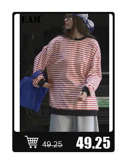 [EAM] Women Coffee Color-block Big Size Long Sweater Dress New Turtleneck Long Sleeve Fashion Tide Spring Autumn 2026 1DJ2393