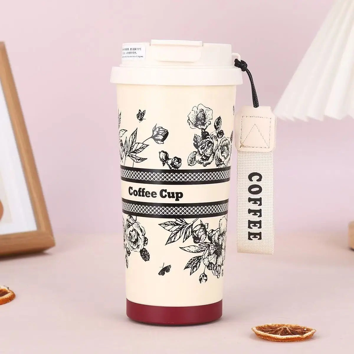 500ml vintage coffee cup sunflower women's cup portable travel cup leak proof double wall insulated cup vacuum drum