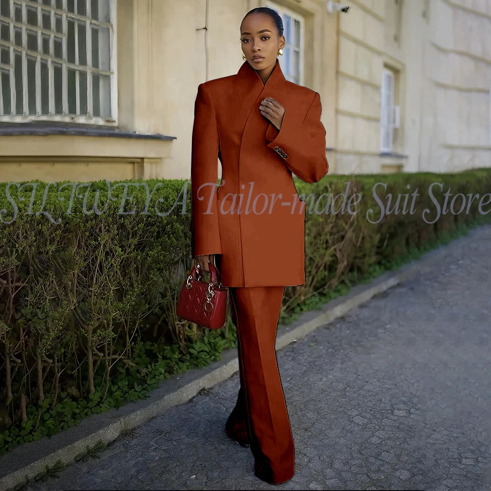 White Pants Suit Woman Luxury 2 Pieces Jacket Pants Smart Casual Office Lady Blazer Set Solid Color Trajes De Mujer Elegante