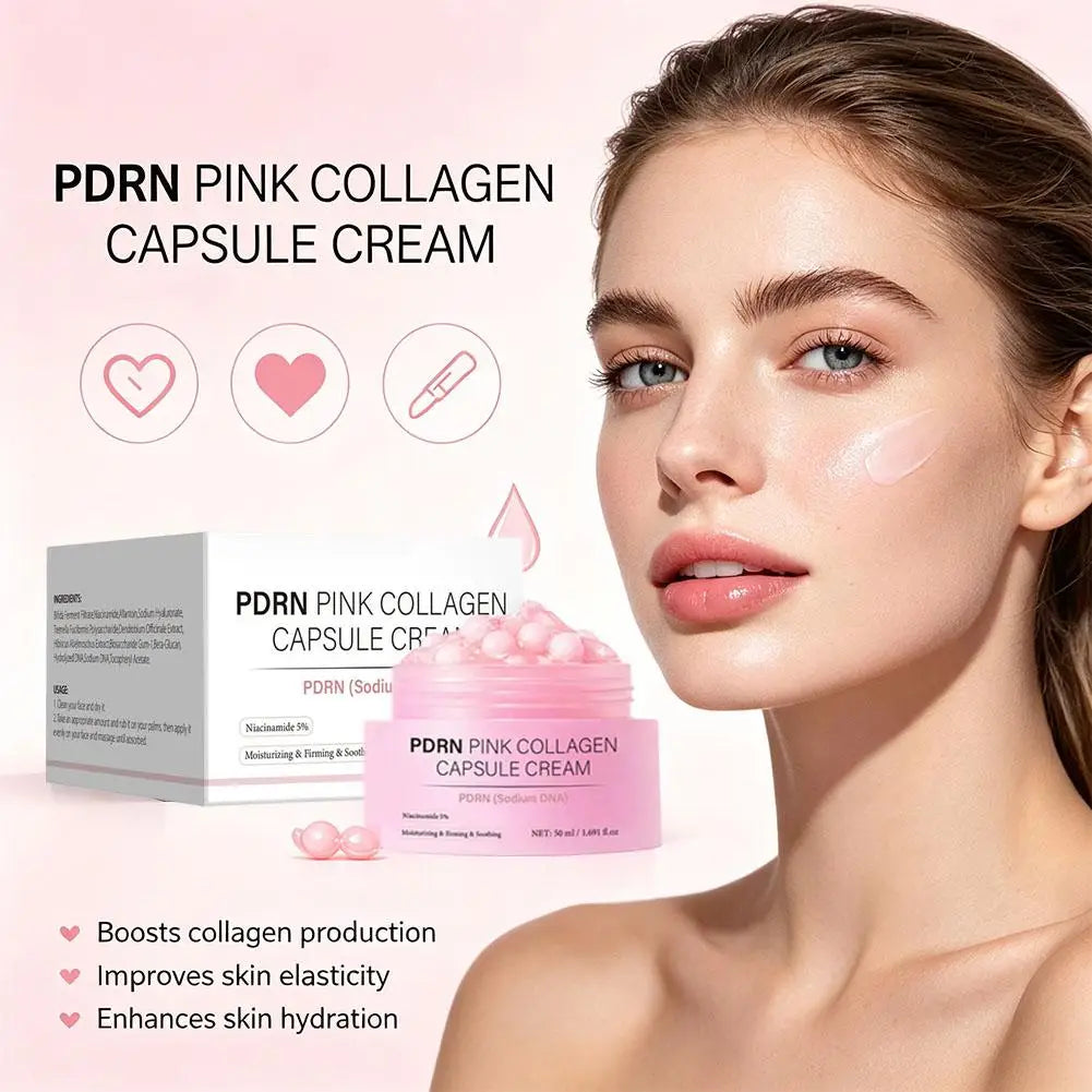 PDRN Collagen Capsule Cream with Niacinamide Rejuvenating Face Moisturizer Lightweight Plumping Cream Glow Skin Tone Skin Care