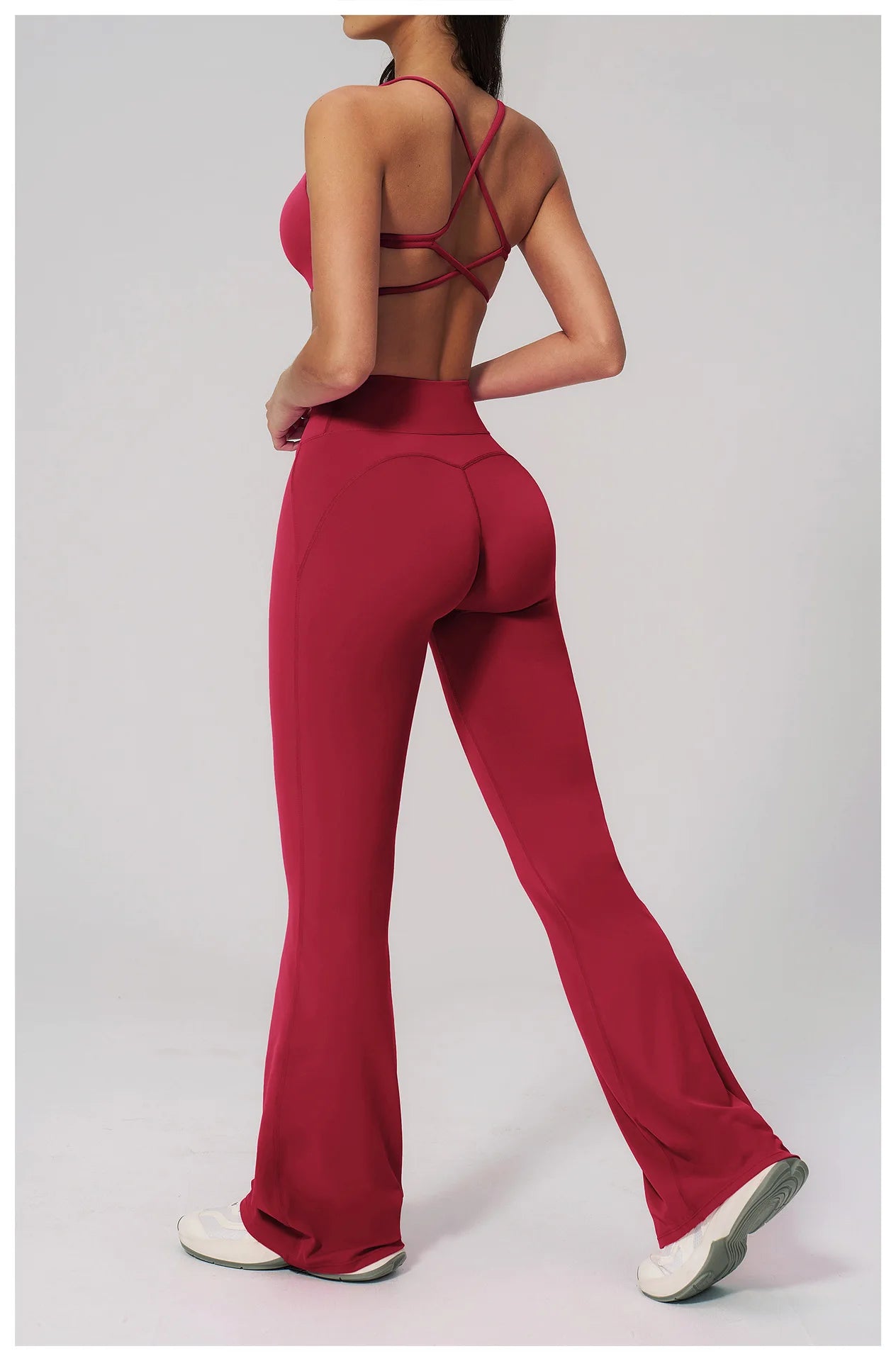 Women's Tracksuits 2PCS Flared Pants Yoga Set Gym Fitness Outfits Female Shockproof Sports Bra Yoga Workout Clothes Sports Sets