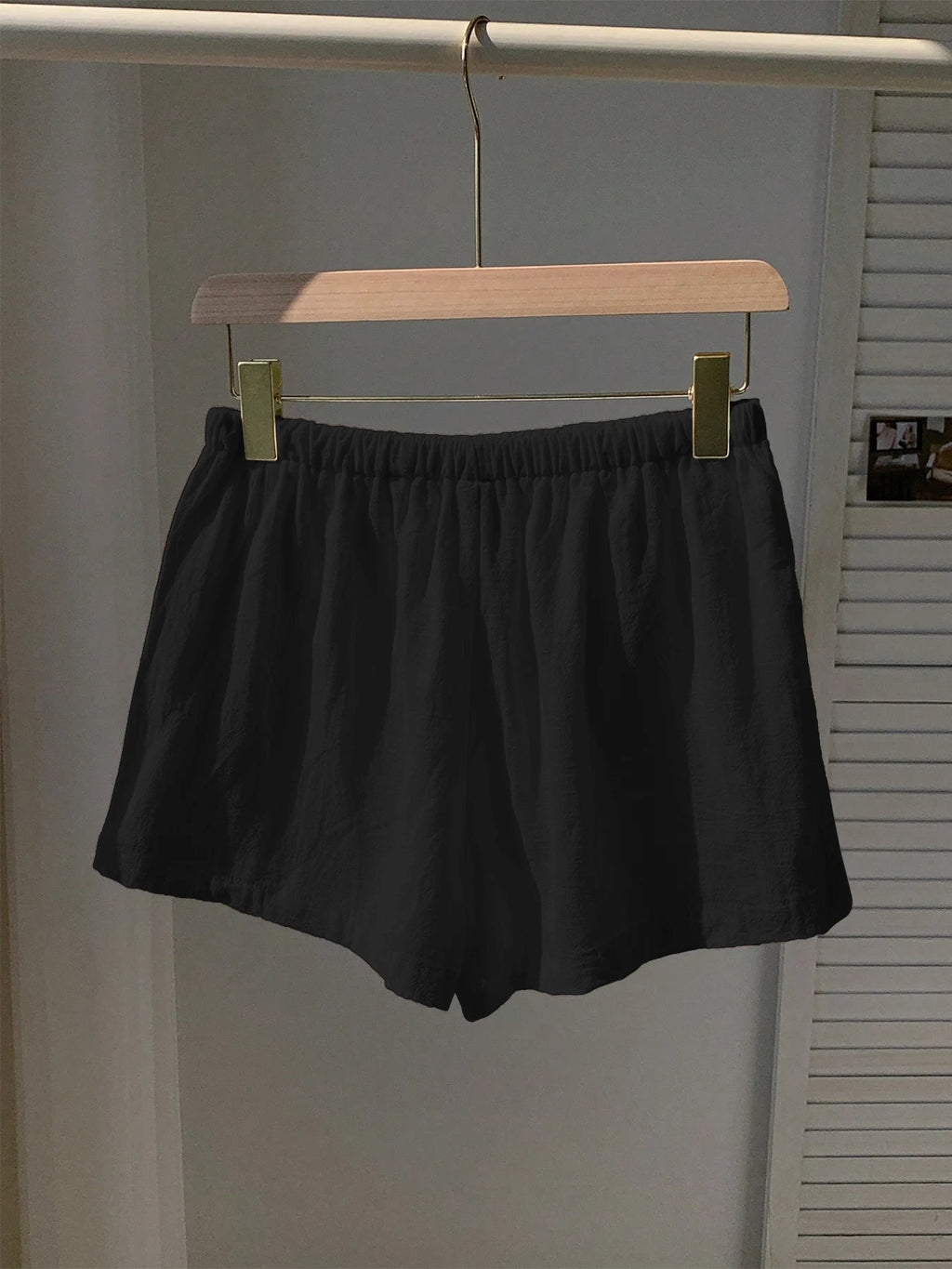 Ladies New Spring Summer Linen Solid Color Casual Sports Elastic Waist Drawstring Short Pants