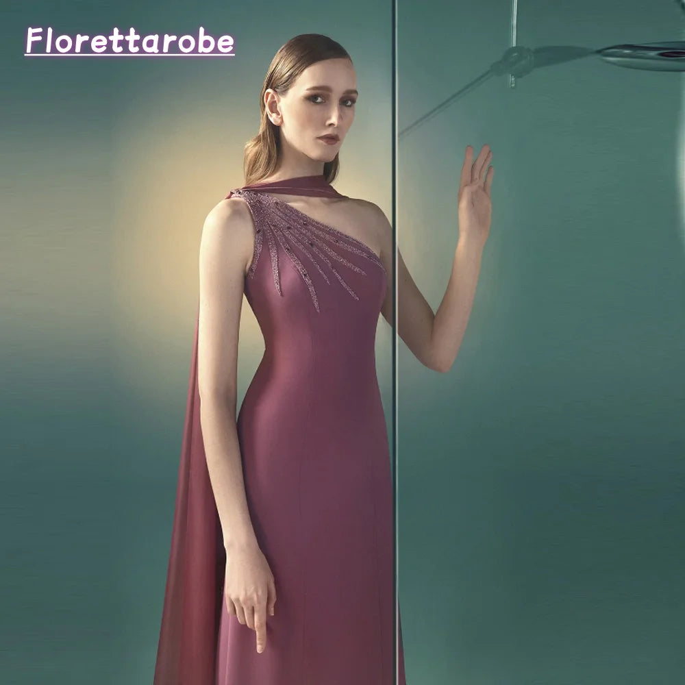 Florettarobe One Shoulder Evening Dresses Luxury Beads Prom Dress for Women  Elegant Bespoke Occasion Gowns Customized