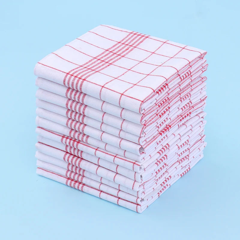 6/12Pcs, 45Cm*60Cm, Two-Color Kitchen Tea Towels, Pure Cotton Striped Plaid Kitchen Towels, Blue/Red Plaid, Dining Supplies, Kit