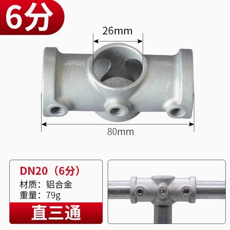 20/25mm Round Tube Pipe Joint Pipe Fitting Aluminum Alloy Steel Pipe Connectors DIY Clothes Hanger Plant Rack Shed