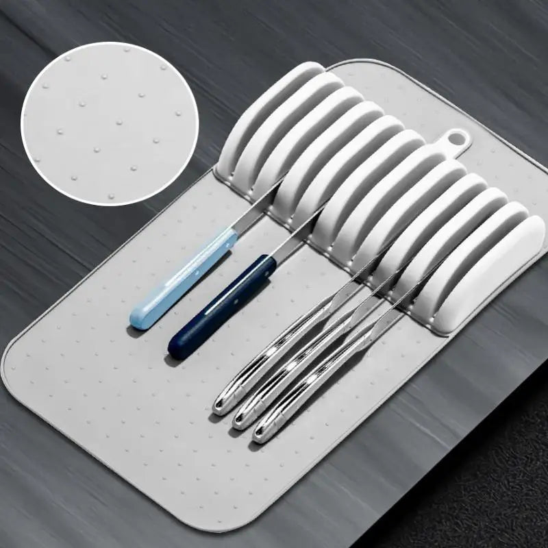 Premium Knife Holder Organizer – Soft-Grip, Non-Slip Knife Mat with 5 or 11 Slots for Kitchen Drawer Storage
