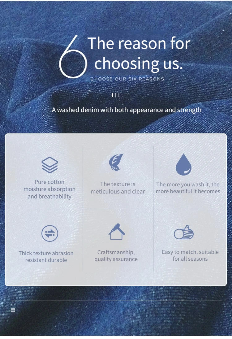 Washed Denim Jeans Fabric Cotton By The Meter for Needlework Dress Skirt Shirt Jacket Pants Diy Sewing Wearable Soft Cloth Blue
