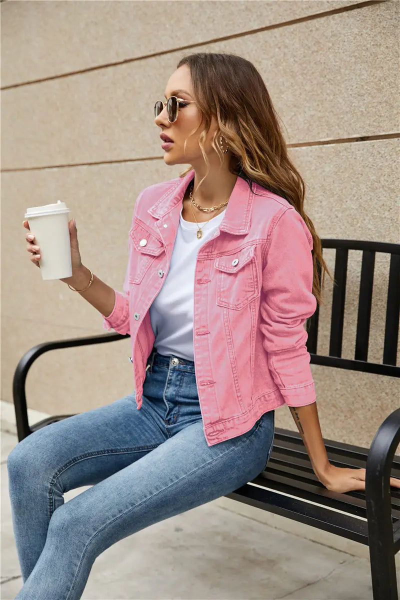 2025 Fashion Slim Fit Lapel Denim Jacket Europe and America