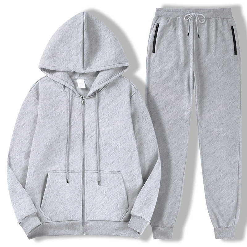 2025 Newest Men's Autumn Winter Collection Zip Hooded Sweatshirt and Trouser Two Piece Tracksuits