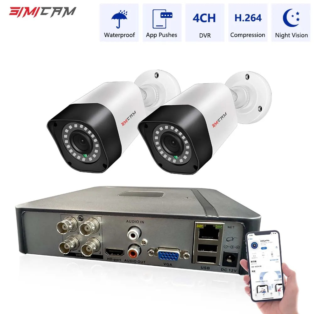 1080P 720P Security Camera System 2MP/1MP AHD Kits 4CH 5in1 DVR With 2PCS Video Surveillance Camera Waterproof Night Vision
