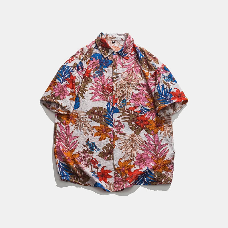 Legible Summer Casual Short Sleeve Shirts Men Floral Shirts Male Flower Loose Hawaiian Shirts Man