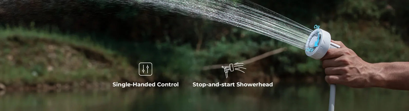 FLEXTAIL MAX SHOWER Ultralight Rechargeable Outdoor Shower Pump, Portable Camping Travel Shower with USB-C Water Pump for Hiking