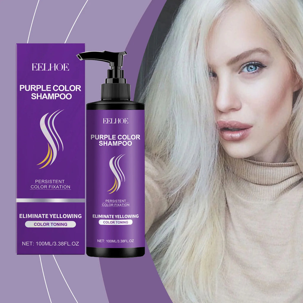 EELHOE Purple Shampoo for Blonde Hair Color Fix Fading Yellow Remedy for Gray Hair Cover After Professional Hair Bleach Shampoo